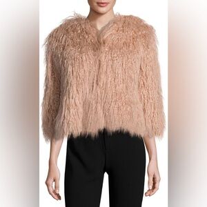 THEORY Elstana 2 Cody Dusty Pink Faux Fur Coat S